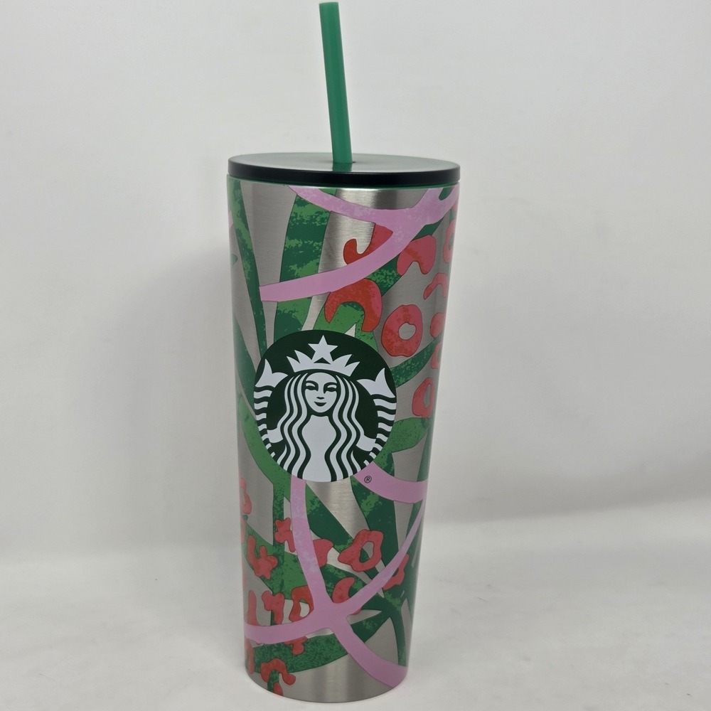 NEW Starbucks 2021 Summer 2 Cheetah Jungle 24 Oz. Venti‎ Stainless Steel Tumbler